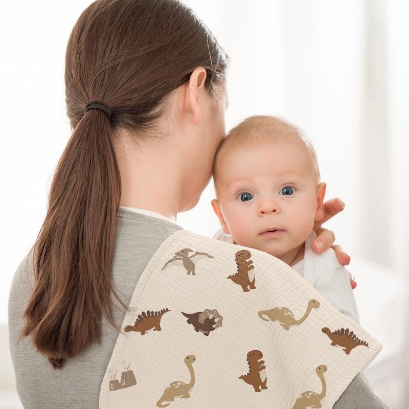 Bearmoss Muslin Burp Cloths, 100% Cotton Baby Burping Clothes, Large Extra Soft Absorbent for Unisex Newborn Boy and Girl, 20x10in, 6 Pack, Grey Print - Image 2